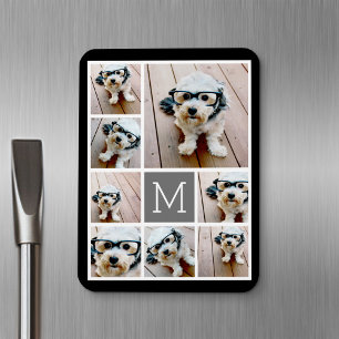 Magnet Flexible Collage photo noir et gris 8 - avec monogramme