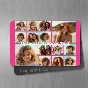 Magnet Flexible Collage photo rose vif - Grille moderne de 14 phot
