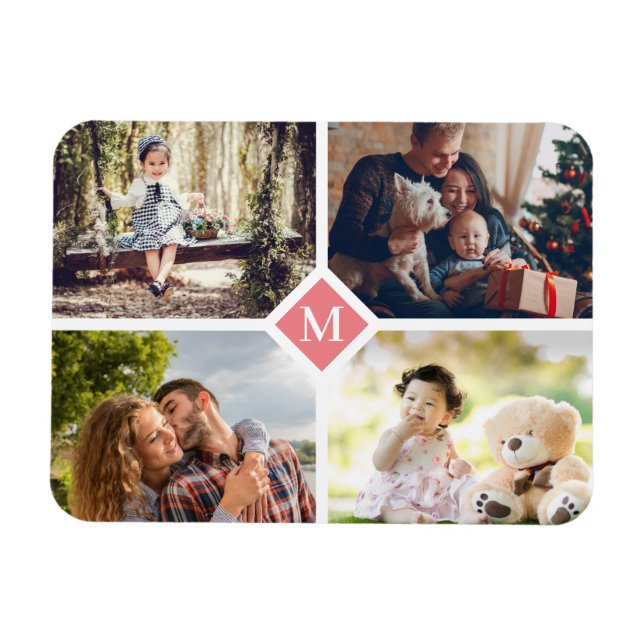 Magnet Flexible Collage photo simple 4 famille (Horizontal)