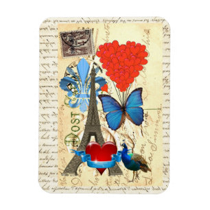 Magnet Flexible Collage romantique Paris