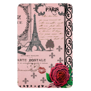 Magnet Flexible Collage rose vintage de Paris
