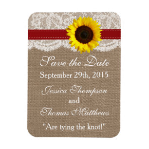 Magnet Flexible Collection de Mariages de tournesol rustique - Rou