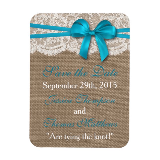 Magnet Flexible Collection de Mariages Rustic Blue Bow (Vertical)