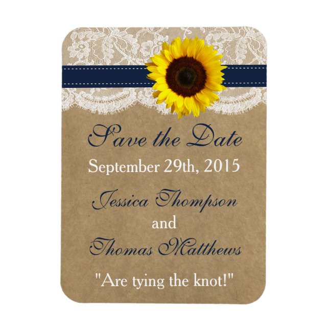 Magnet Flexible Collection Kraft, dentelle et tournesol - Navy (Vertical)