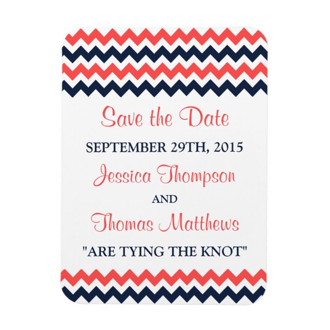 Magnet Flexible Collection Mariage moderne Chevron Marine & Coral (Vertical)