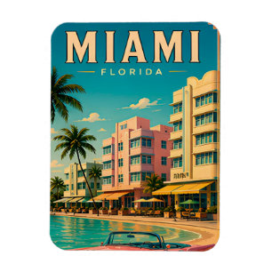Magnet Flexible 🌊 Collection Rétro de la ville de Miami South Bea