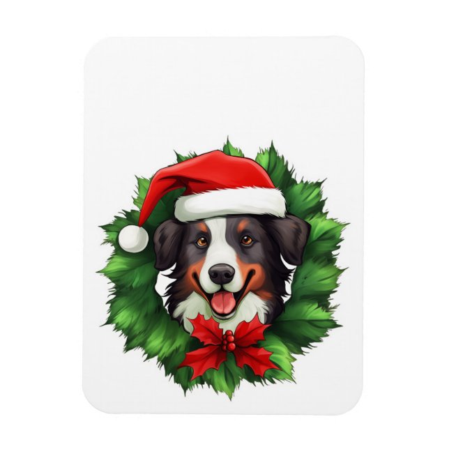 Magnet Flexible Collie Christmas Wreath (Vertical)