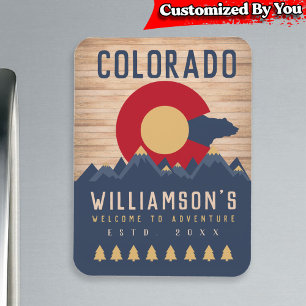 Magnet Flexible Colorado Mountains Vintage Co Drapeau Bois