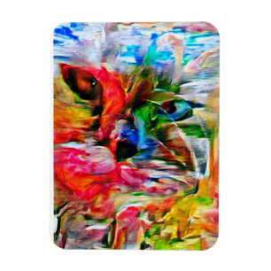 Magnet Flexible Coloré Abstrait expressionniste Art Chat Imprimer"