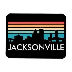 Magnet Flexible Coloré Jacksonville Florida Retro Sunset Skyline