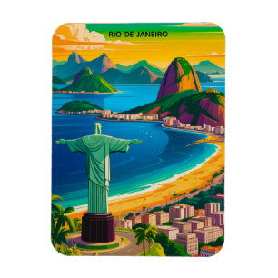 Magnet Flexible Coloré Vintage Rio de Janeiro Cristo Redentor