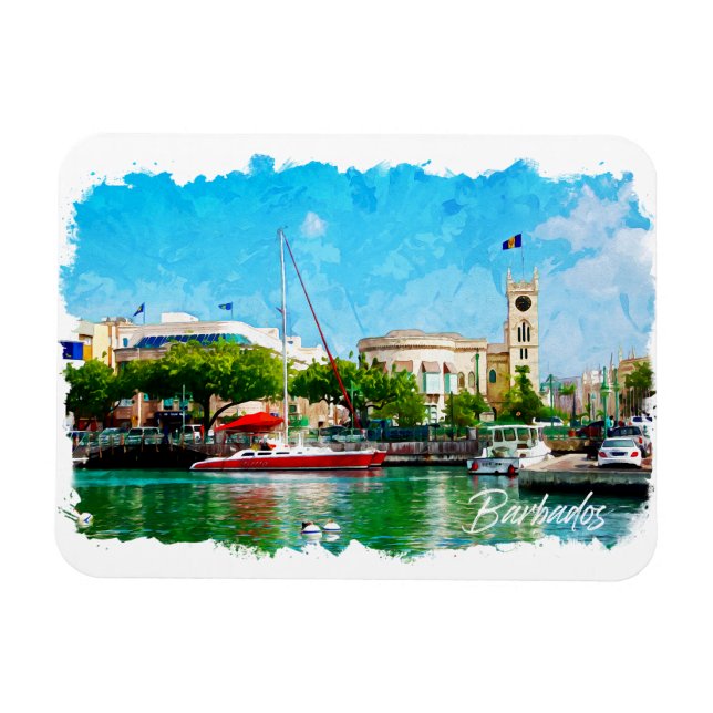 Magnet Flexible Colorée Barbade Caraïbes île (Horizontal)