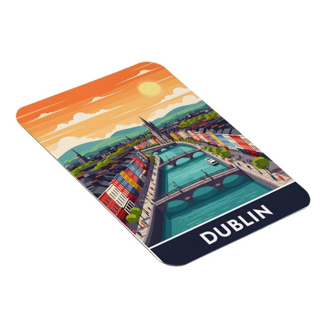 Magnet Flexible Colorful Dublin Cityscape – River Liffey & Bridges (Côté Droit)