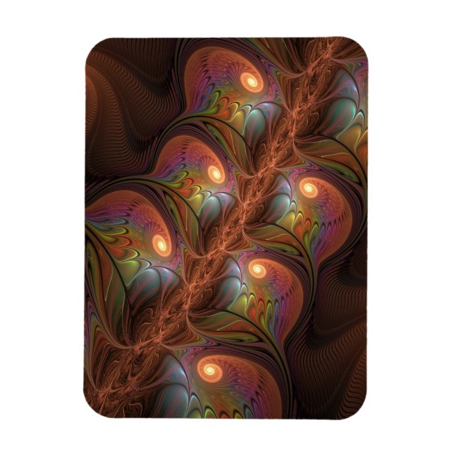 Magnet Flexible Colorful Fluorescent Abstract Modern Brown Fractal (Vertical)