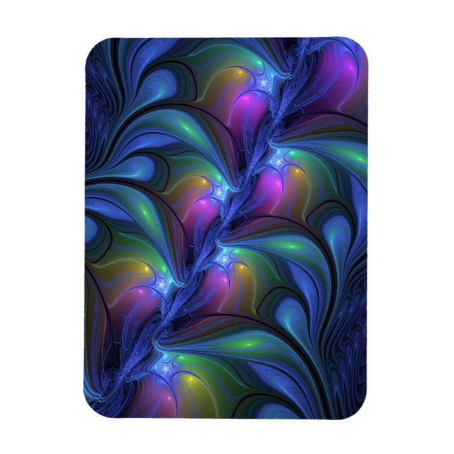 Magnet Flexible Colorful Luminous Abstract Blue Pink Green Fractal (Vertical)