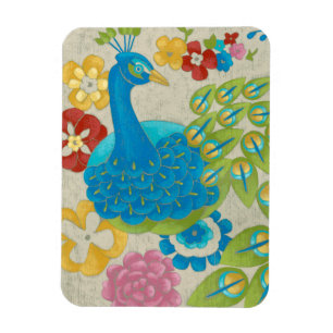 Magnet Flexible Colorful Peacock et Fleurs