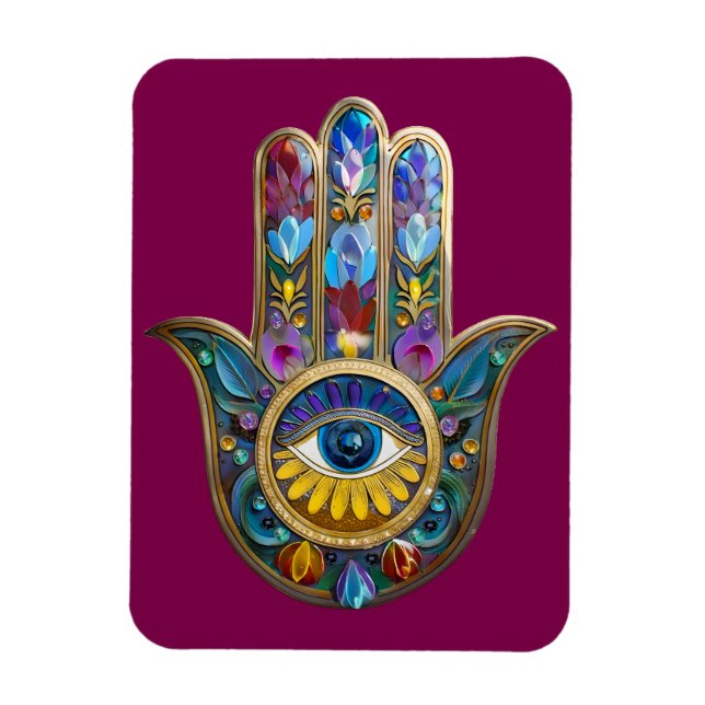 Magnet Flexible Colorful Petals Leaves Hamsa Sapphire Third Eye (Vertical)