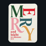 Magnet Flexible colorful vintage merry christmas<br><div class="desc">Colourful vintage graphic typography merry chritsmas magnet. Part of a bold fun holiday collection.</div>