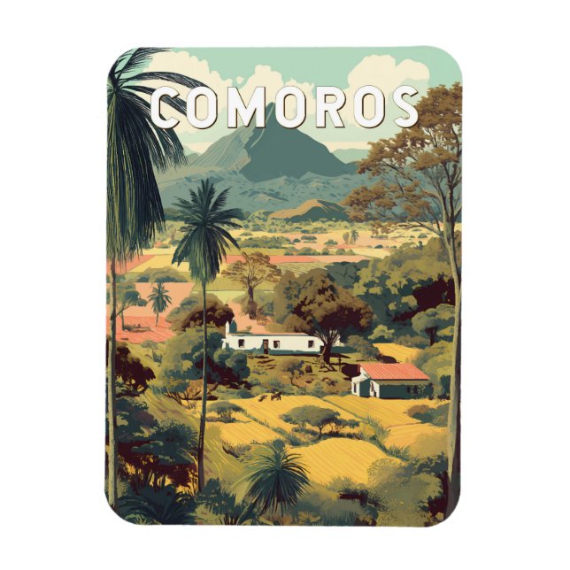 Magnet Flexible Comores Illustration Voyage Art Vintage (Vertical)