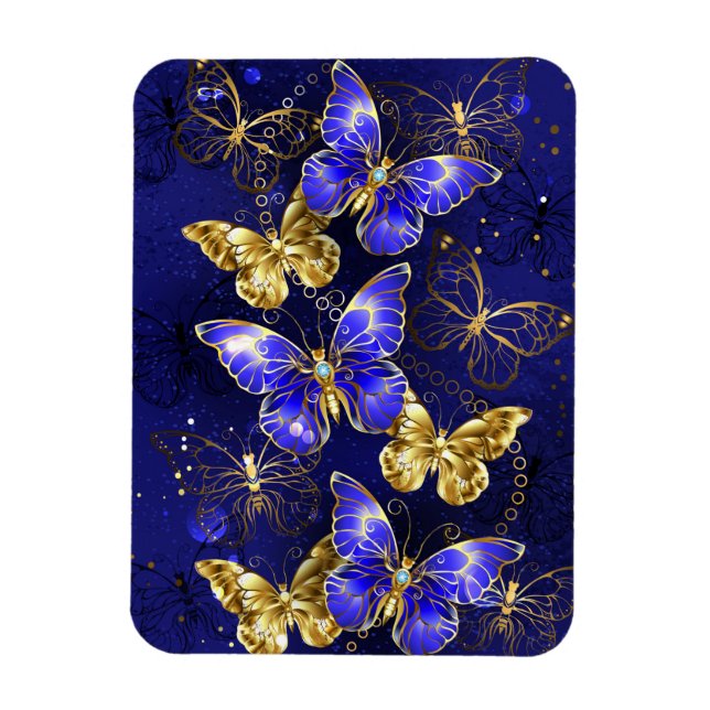 Magnet Flexible Composition avec papillons de saphir (Vertical)