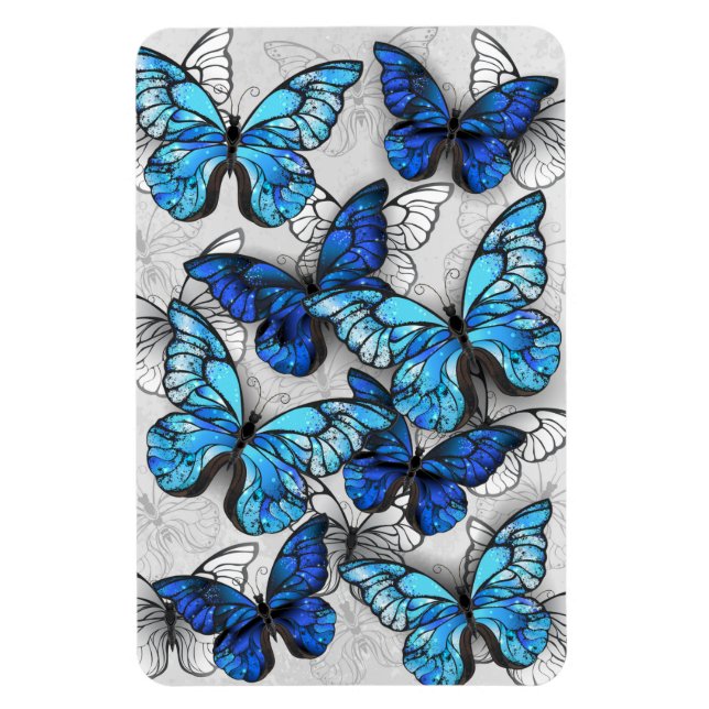 Magnet Flexible Composition de papillons blancs et bleus (Vertical)