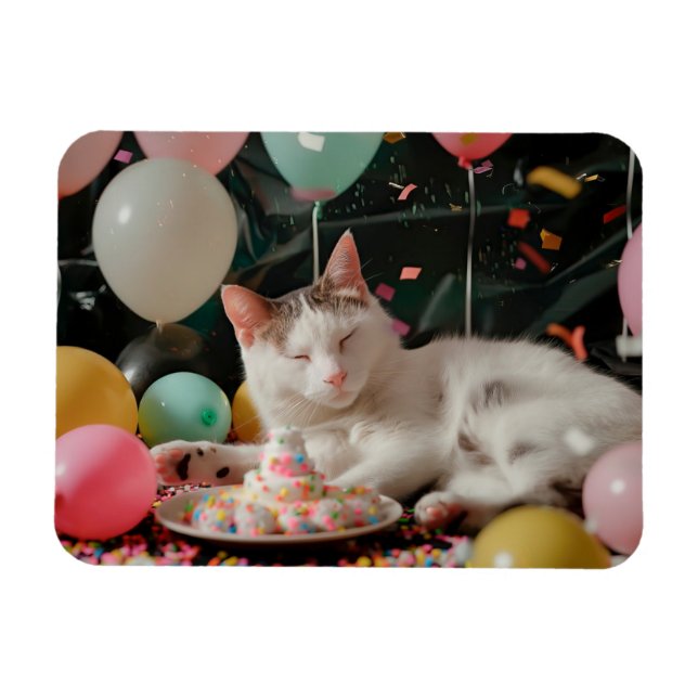 Magnet Flexible Conception de célébration d'anniversaire de chat a (Horizontal)