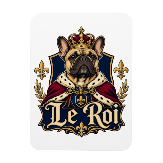 Magnet Flexible Conception de chien royal roi Bouledogue français (Vertical)