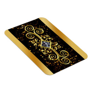 Magnet Flexible Conception de diamant orné or noir de luxe