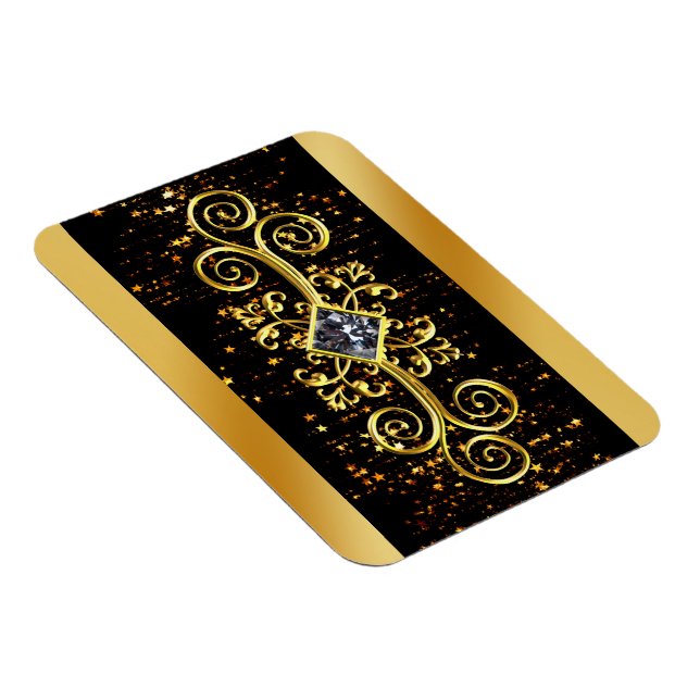 Magnet Flexible Conception de diamant orné or noir de luxe (Côté Droit)