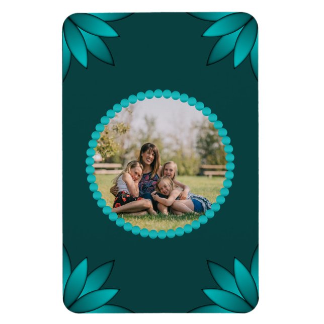 Magnet Flexible Conception de mandala à feuille de teal sur fond c (Vertical)