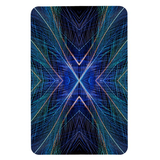 Magnet Flexible Conception de plume fractale bleue (Vertical)