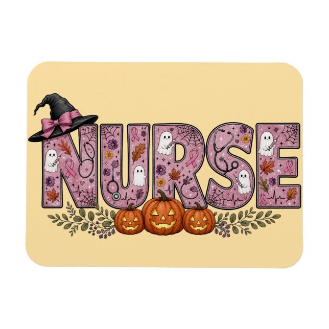 Magnet Flexible Conception de ruban rose pour infirmière Halloween (Horizontal)