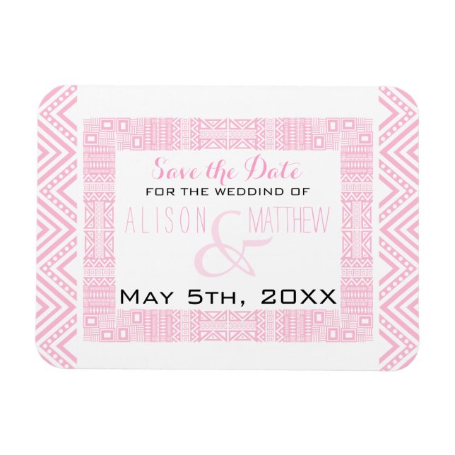 Magnet Flexible Conception ethnique Mariage Enregistrer la date Ma (Horizontal)