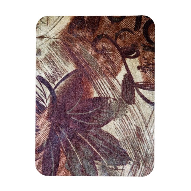 Magnet Flexible Conception florale marron abstraite 1 (Vertical)