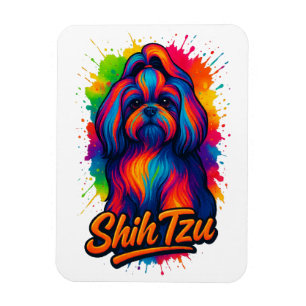 Magnet Flexible Conception Pop Art Colorée de Shih Tzu – Néon Vibr