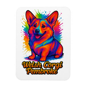 Magnet Flexible Conception Pop Art vibrante de Welsh Corgi Pembrok