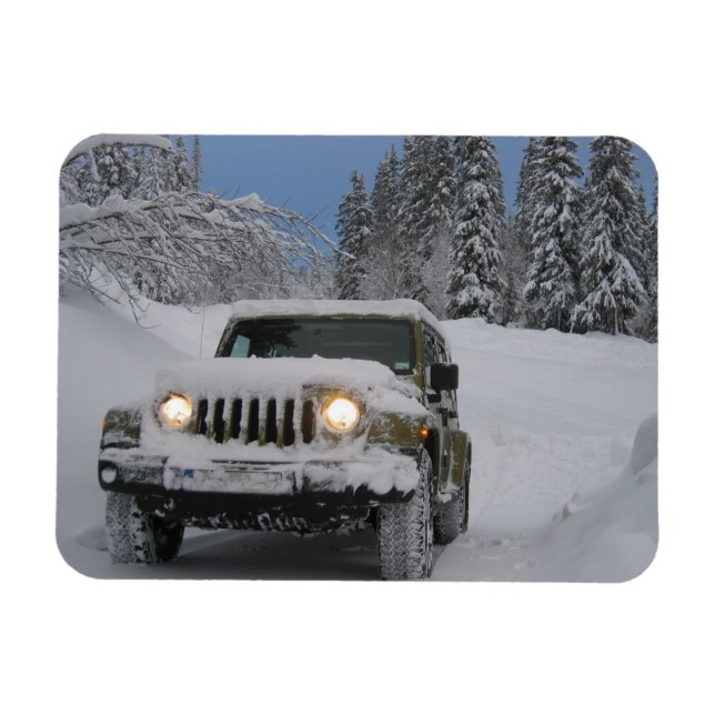 Magnet Flexible Conduire sur Snowy Road dans Pine Forest (Horizontal)