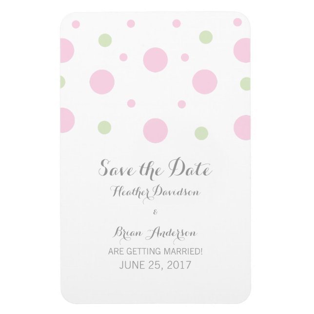 Magnet Flexible Confetti vert rose Enregistrer l'aimant de date (Vertical)