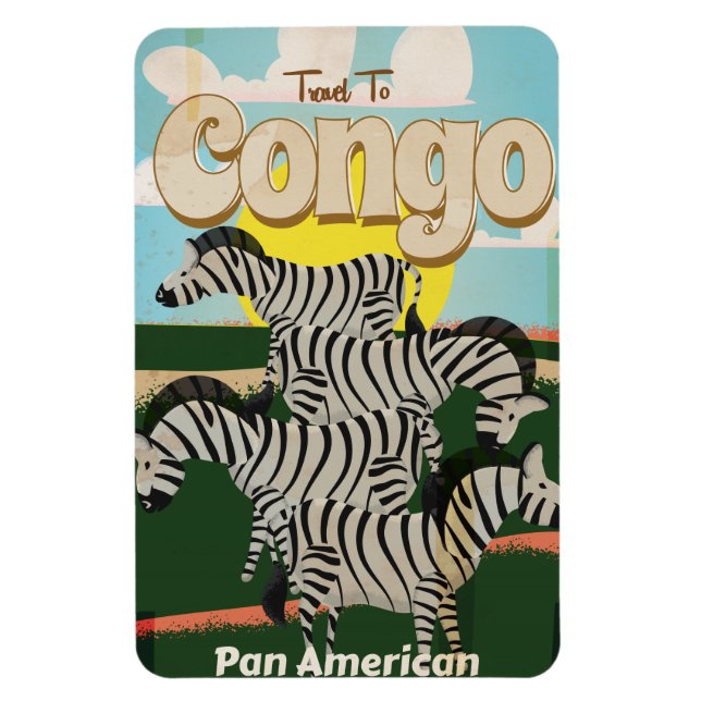 Magnet Flexible Congo Vintage Travel Poster. (Vertical)