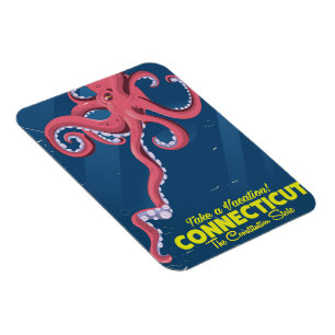 Magnet Flexible Connecticut États-Unis Pieuvre affiche de voyage v