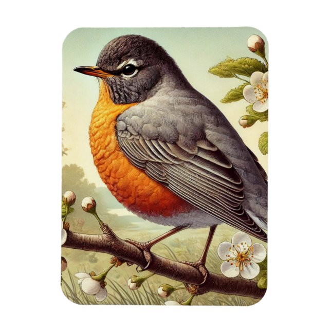 Magnet Flexible Connecticut State Bird American Robin (Vertical)