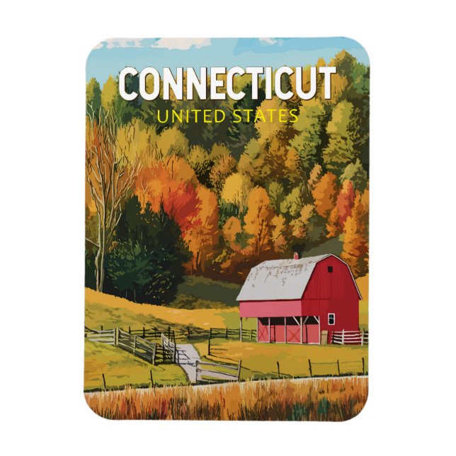 Magnet Flexible Connecticut Voyage Art Vintage (Vertical)