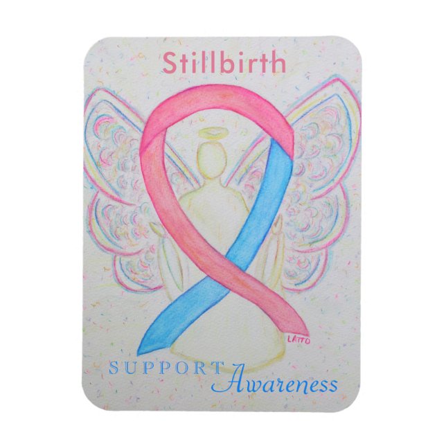 Magnet Flexible Conscience de la perte Stillborn Ribbon Angel Art  (Vertical)