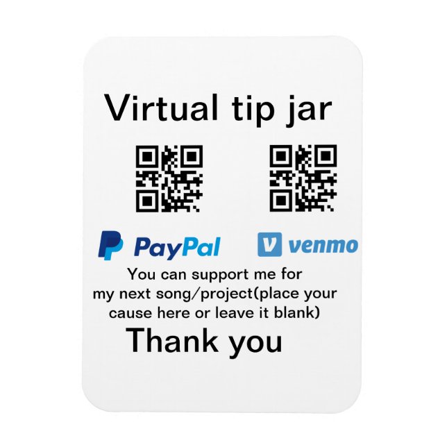 Magnet Flexible Conseil virtuel jar q r code argent don PayPal ven (Vertical)