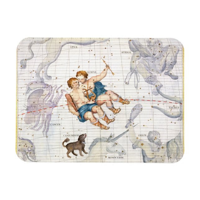 Magnet Flexible Constellation de Gemini avec Canis Mineure, plaque (Horizontal)