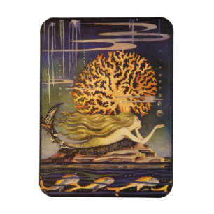 Magnet Flexible Conte de fée vintage, petite sirène dans le corail