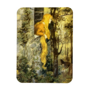 Magnet Flexible Conte de fées vintage, Rapunzel avec cheveux longs