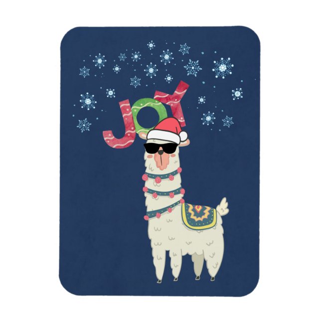 Magnet Flexible Cool Llama à Santa Hat avec des flocons de neige N (Vertical)