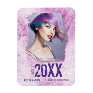 Magnet Flexible Cool Moderne Grunge Photo Rose Purple Graduation