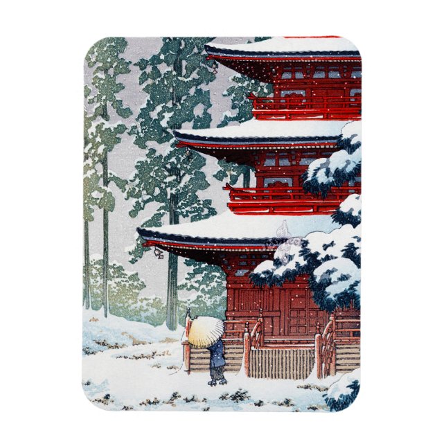 Magnet Flexible Cool oriental Hasui Kawase Paysage hivernal art (Vertical)